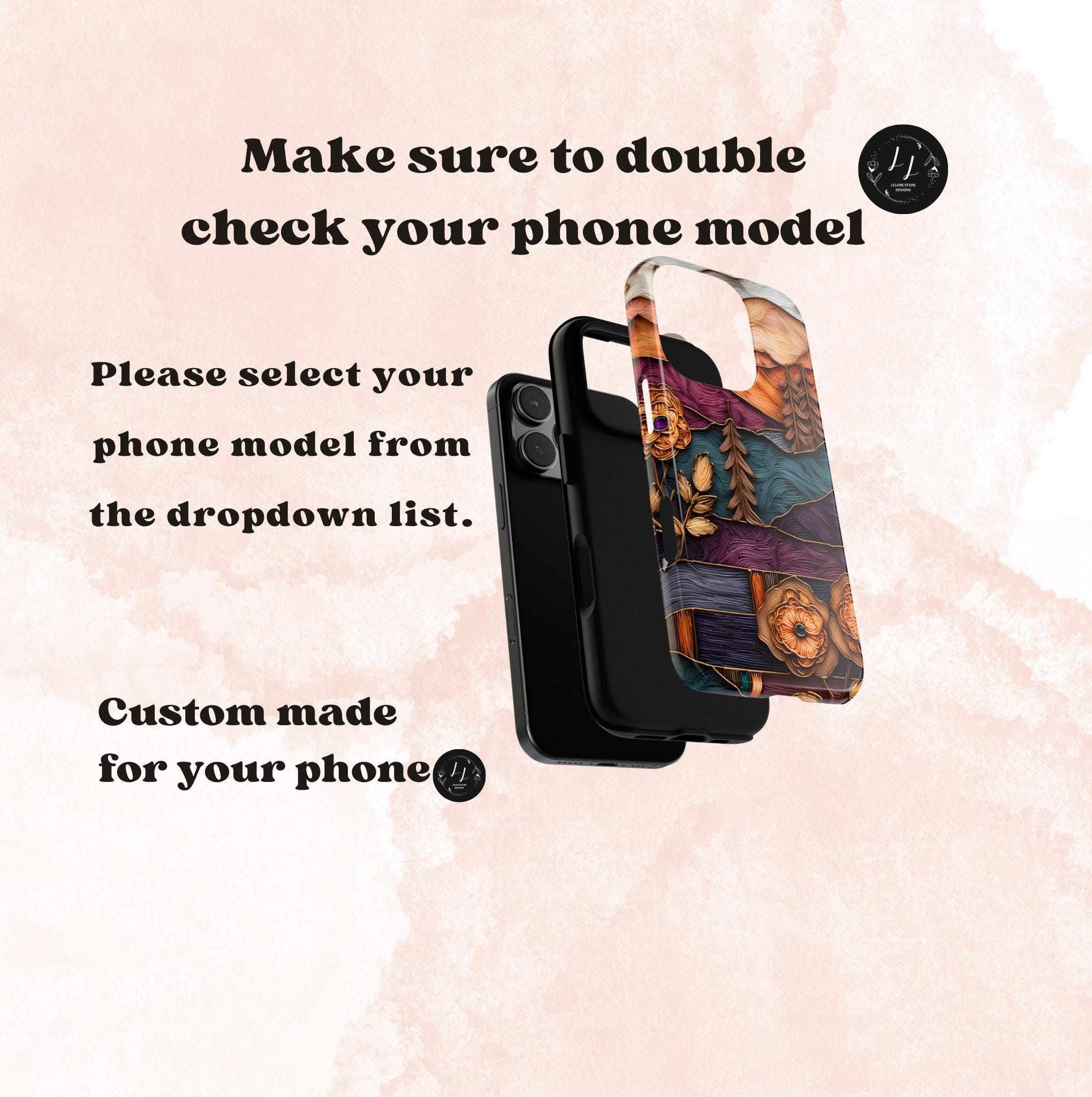 Floral Stained Glass Mountain Tree Phone Case: Boho Nature Samsung Cover, Vintage ProtectiveForest Gift