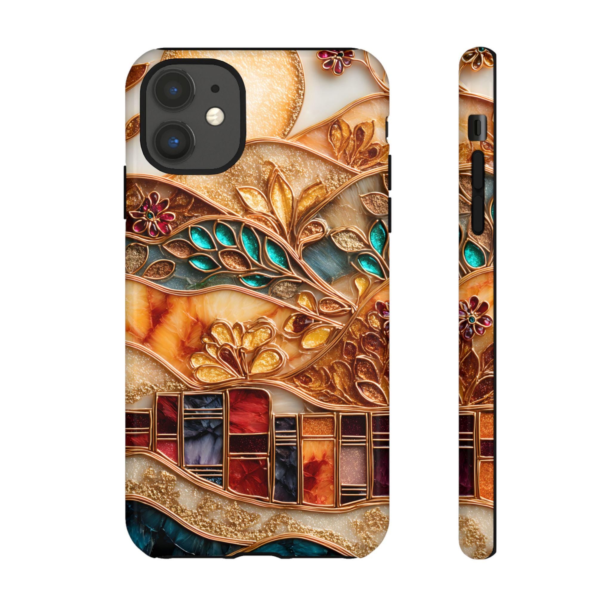 Book Phone Case Stained Glass Effect Boho Bookshelf Cover Holiday Bookish  iPhone Galaxy Pixel