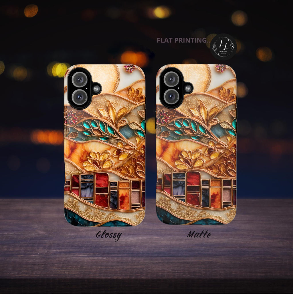 Book Phone Case Stained Glass Effect Boho Bookshelf Cover Holiday Bookish  iPhone Galaxy Pixel