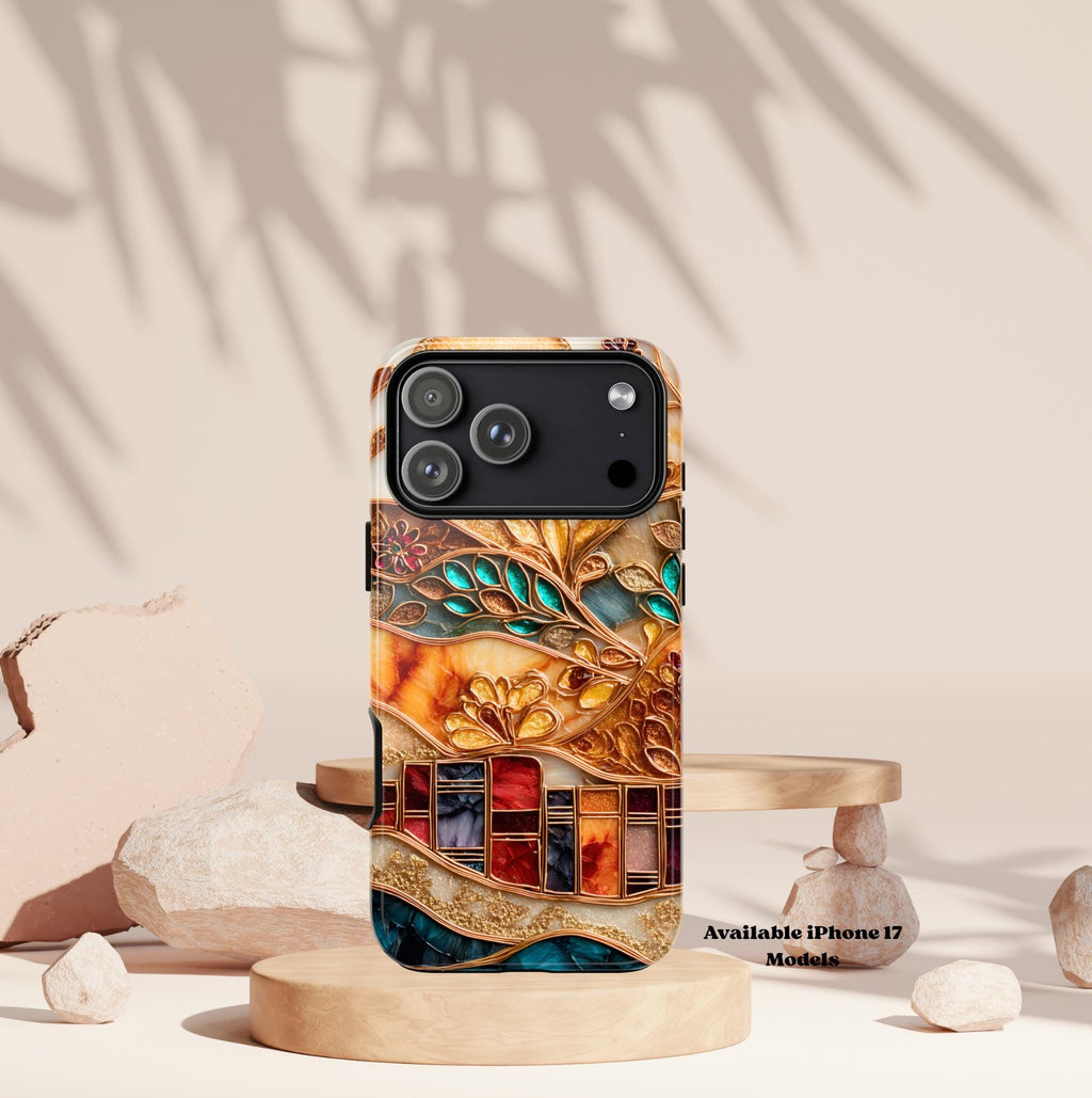 Book Phone Case Stained Glass Effect Boho Bookshelf Cover Holiday Bookish  iPhone Galaxy Pixel