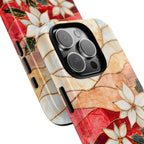 Poinsettia Stained Glass Christmas Phone Case: Festive Floral Cover iPhone Galaxy Pixel Red Gift