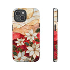 Poinsettia Stained Glass Christmas Phone Case: Festive Floral Cover iPhone Galaxy Pixel Red Gift