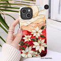 Poinsettia Stained Glass Christmas Phone Case: Festive Floral Cover iPhone Galaxy Pixel Red Gift