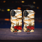 Christmas Phone Case-Stained Glass Poinsettia Design Boho Floral Holiday iPhone Galaxy Pixel Cover, Winter