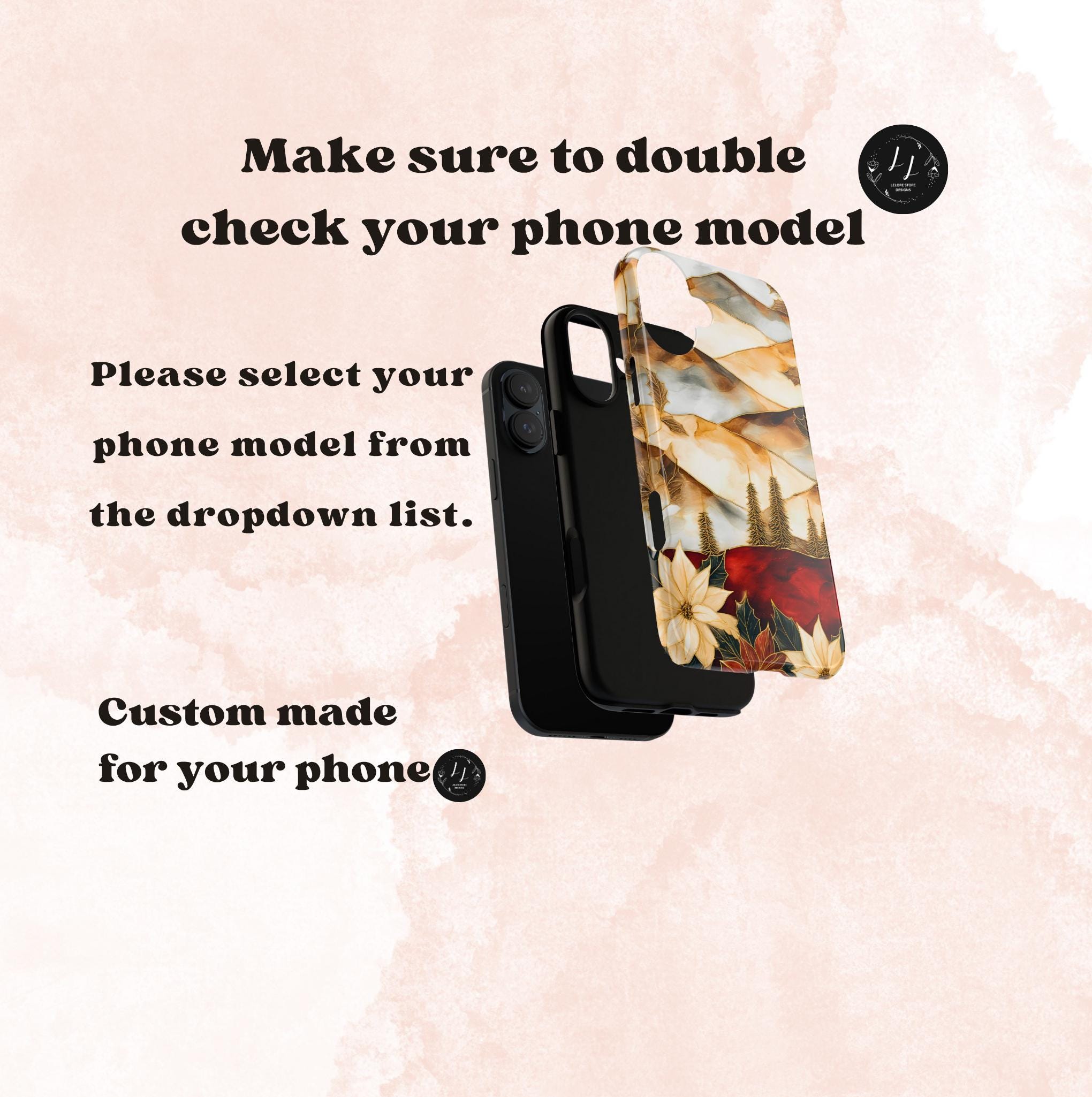 Christmas Phone Case-Stained Glass Poinsettia Design Boho Floral Holiday iPhone Galaxy Pixel Cover, Winter