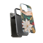 Christmas Phone Case Stained Glass Poinsettia Design Green Floral Holiday iPhone Galaxy Pixel Cover,
