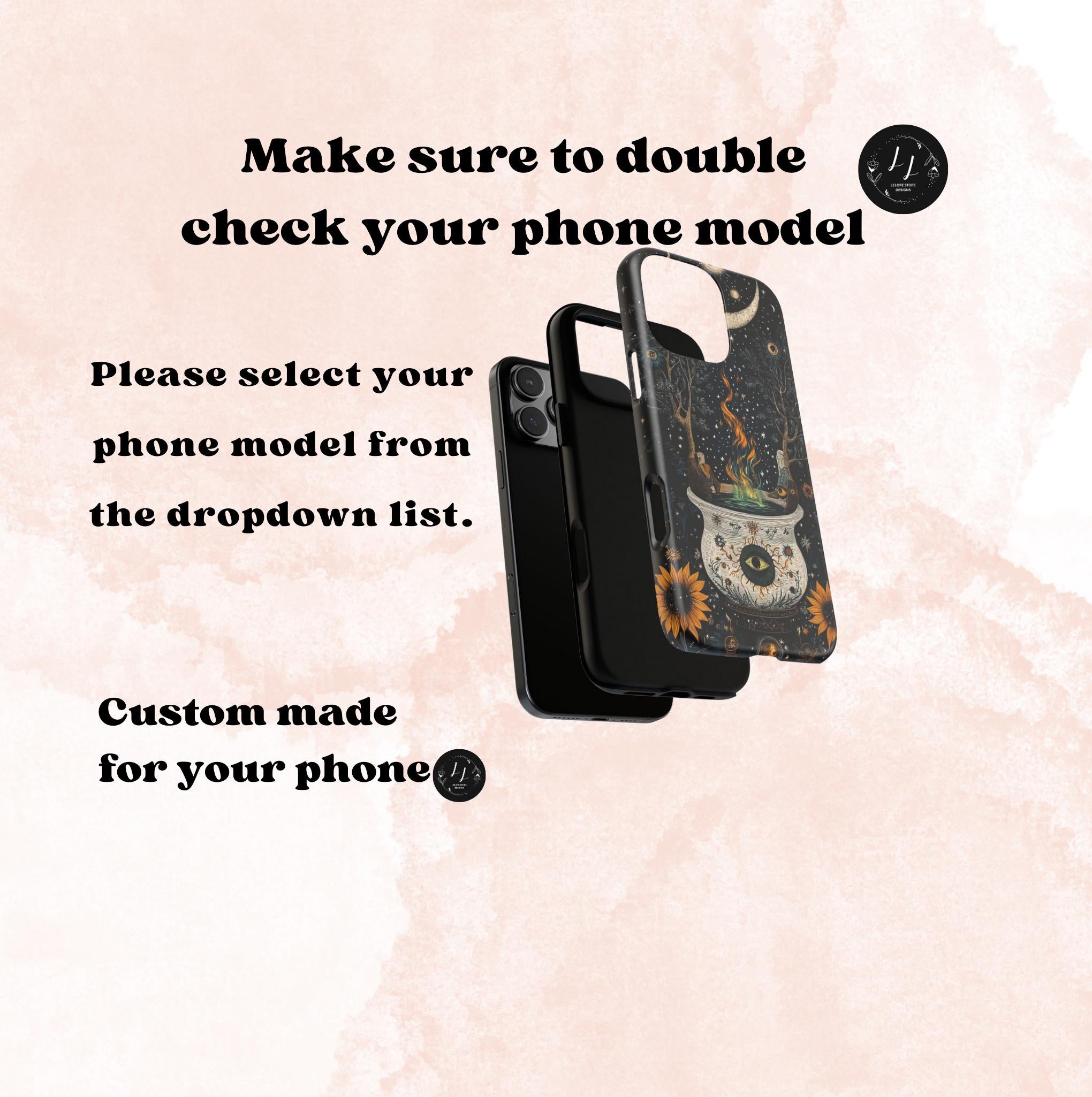 Celestial Cauldron Phone Case Witch Floral Design, Spooky Halloween Magic iPhone Pixel Galaxy  Cover