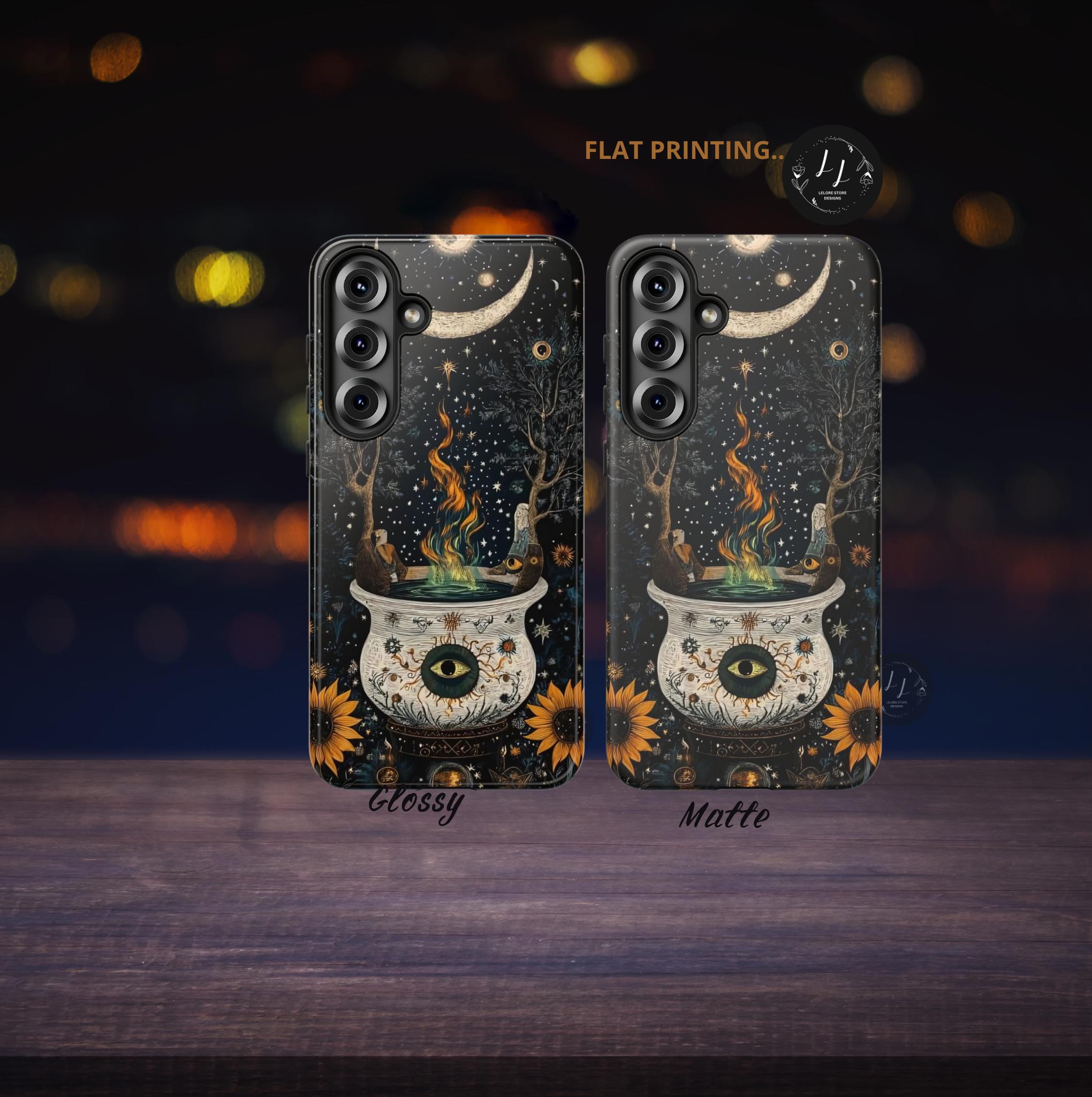 Celestial Cauldron Phone Case Witch Floral Design, Spooky Halloween Magic iPhone Pixel Galaxy  Cover