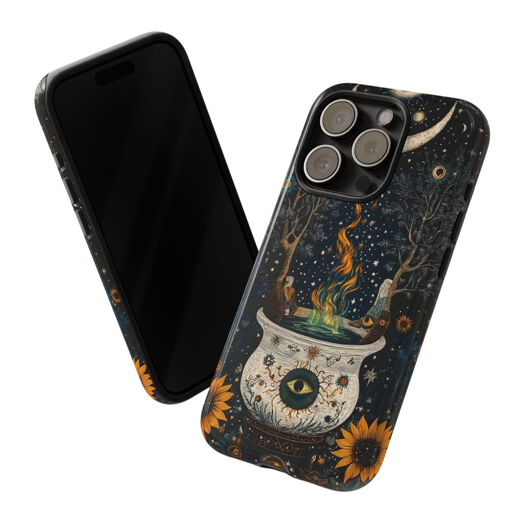 Celestial Cauldron Phone Case Witch Floral Design, Spooky Halloween Magic iPhone Pixel Galaxy  Cover