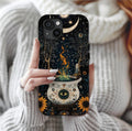 Celestial Cauldron Phone Case Witch Floral Design, Spooky Halloween Magic iPhone Pixel Galaxy  Cover