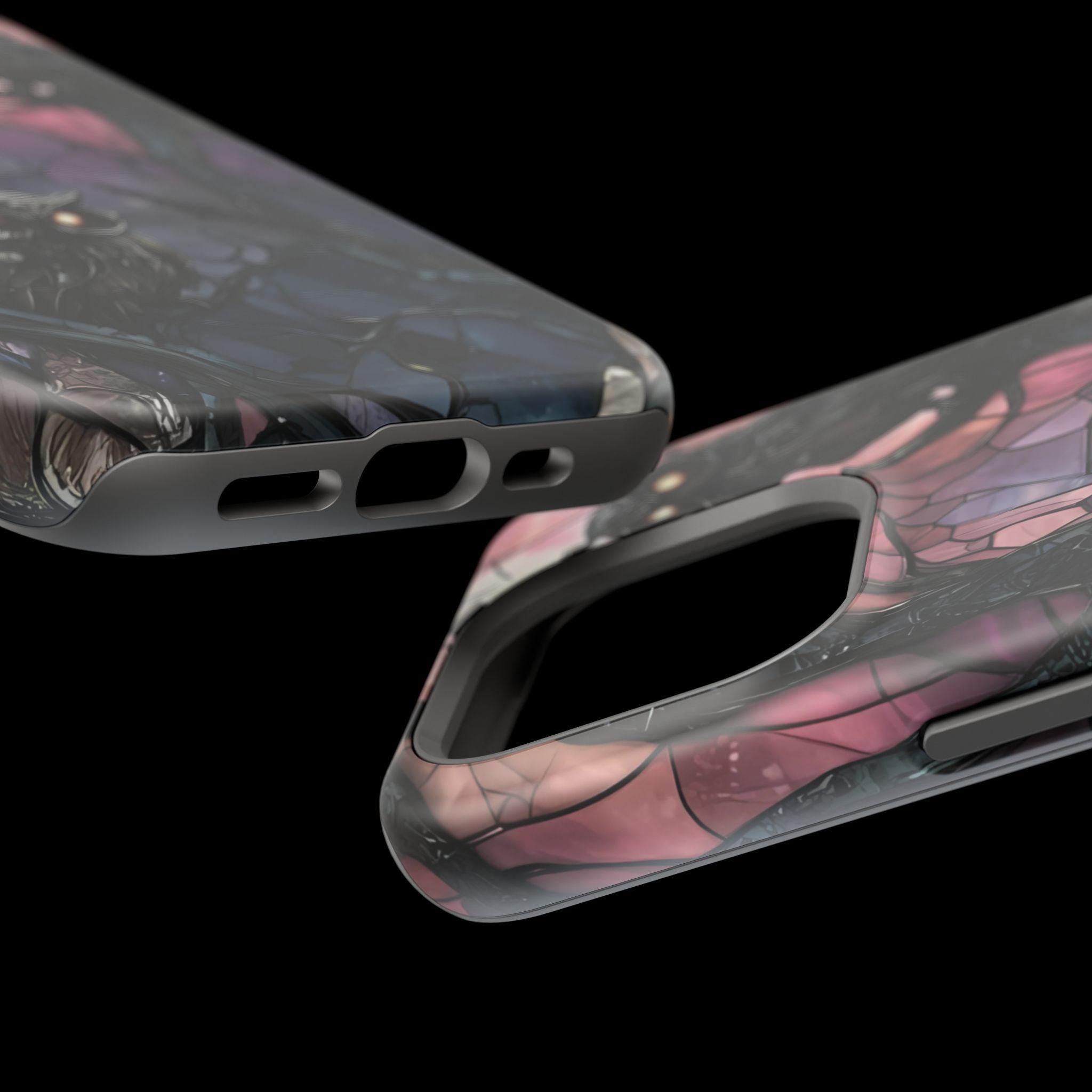 Raven Phone Case,Magsafe compatible  Gothic Cover, Dark Purple Floral, Spooky Halloween Witchy