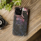 Raven Phone Case,Magsafe compatible  Gothic Cover, Dark Purple Floral, Spooky Halloween Witchy