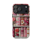 Pink Floral Bookish Phone Case:  Faux Embroidered Flowers Books Pixel Samsung iPhone Book Lovers