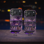 Christmas Bookshelf Phone Case, Holiday Dark Purple Bookish Cover iPhone Galaxy Pixel book lovers