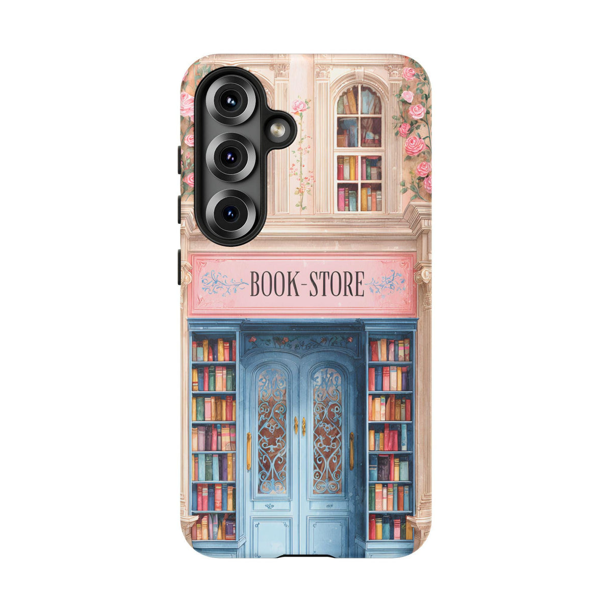 Pink Bookstore Phone Case: Whimsical Book Lover Gift Library Samsung Galaxy, Google Pixel Case,