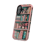 Pink Floral Bookshelf iPhone Case: Book Lover Gift, Magnetic Cases MagSafe Compatible Book