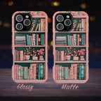 Pink Floral Bookshelf iPhone Case: Book Lover Gift, Magnetic Cases MagSafe Compatible Book