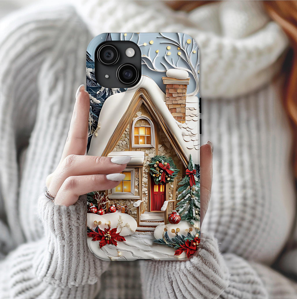 Christmas Town Phone Case: Holiday Village Winter Wonderland   iPhone Pixel Samsung Galaxy, Holiday Cover