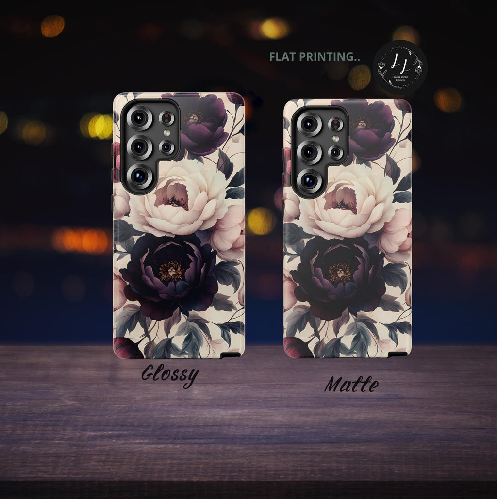 Purple Gothic Floral Phone Case: Dark Academia Boho iPhone, Galaxy, Pixel