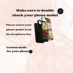 Christmas Poinsettia Phone Case: Faux Stained Glass Floral Cover Holly Leaves iPhone Galaxy Pixel