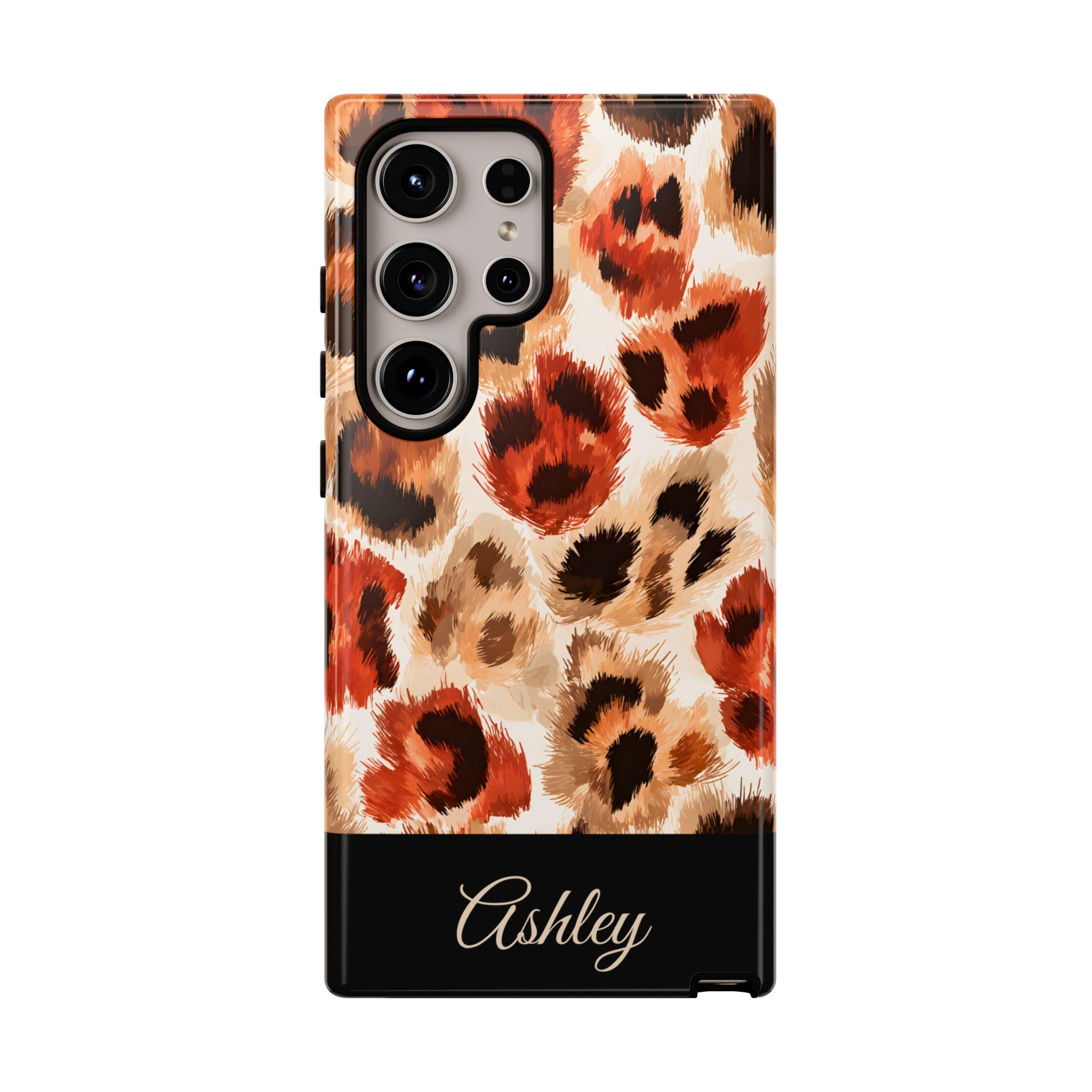 Personalized Leopard Print Phone Case: Custom Name Protective Cover iPhone Samsung Galaxy Pixel