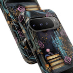 Gothic Bookshelf Floral Phone Case: Dark Academia Book Lover Gift   Reading iPhone Galaxy, Pixel