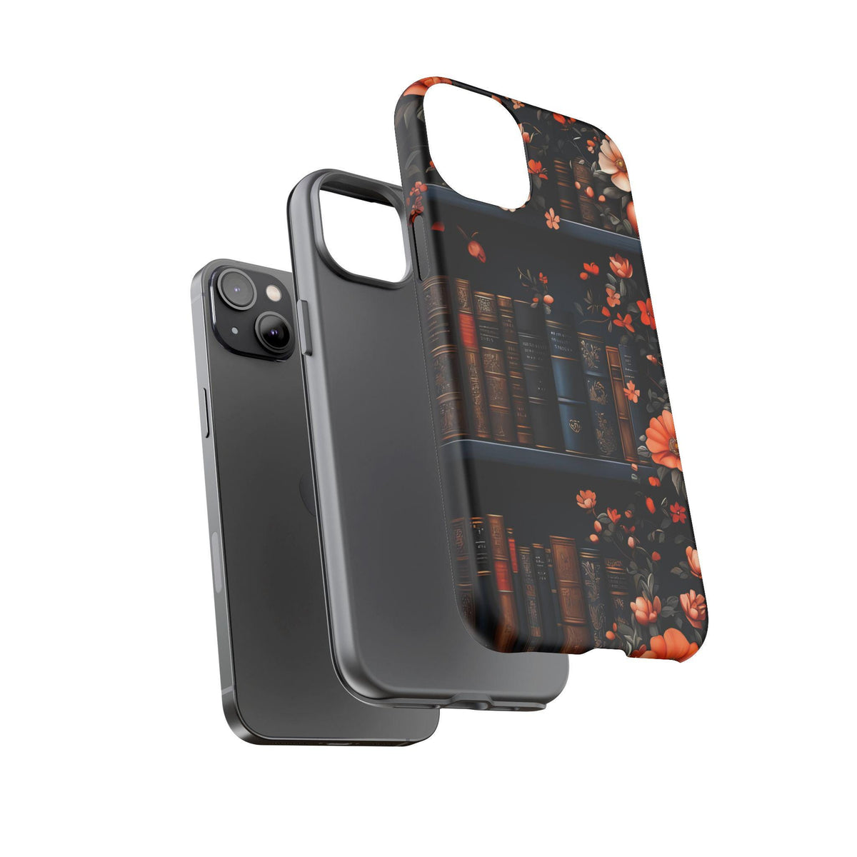 Bookish Fall Phone Case, Bookshelf iPhone Cover,  Autumn  Library Bookcase, Thanksgiving Bookworm Gift