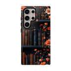 Bookish Fall Phone Case, Bookshelf iPhone Cover,  Autumn  Library Bookcase, Thanksgiving Bookworm Gift