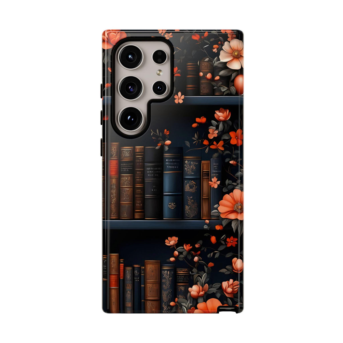 Bookish Fall Phone Case, Bookshelf iPhone Cover,  Autumn  Library Bookcase, Thanksgiving Bookworm Gift
