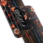 Bookish Fall Phone Case, Bookshelf iPhone Cover,  Autumn  Library Bookcase, Thanksgiving Bookworm Gift