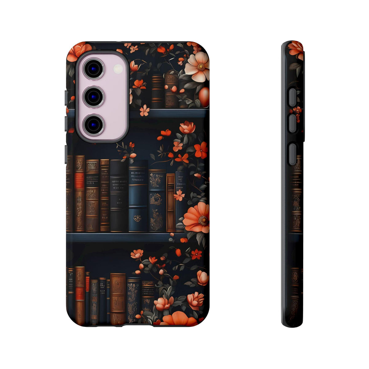 Bookish Fall Phone Case, Bookshelf iPhone Cover,  Autumn  Library Bookcase, Thanksgiving Bookworm Gift