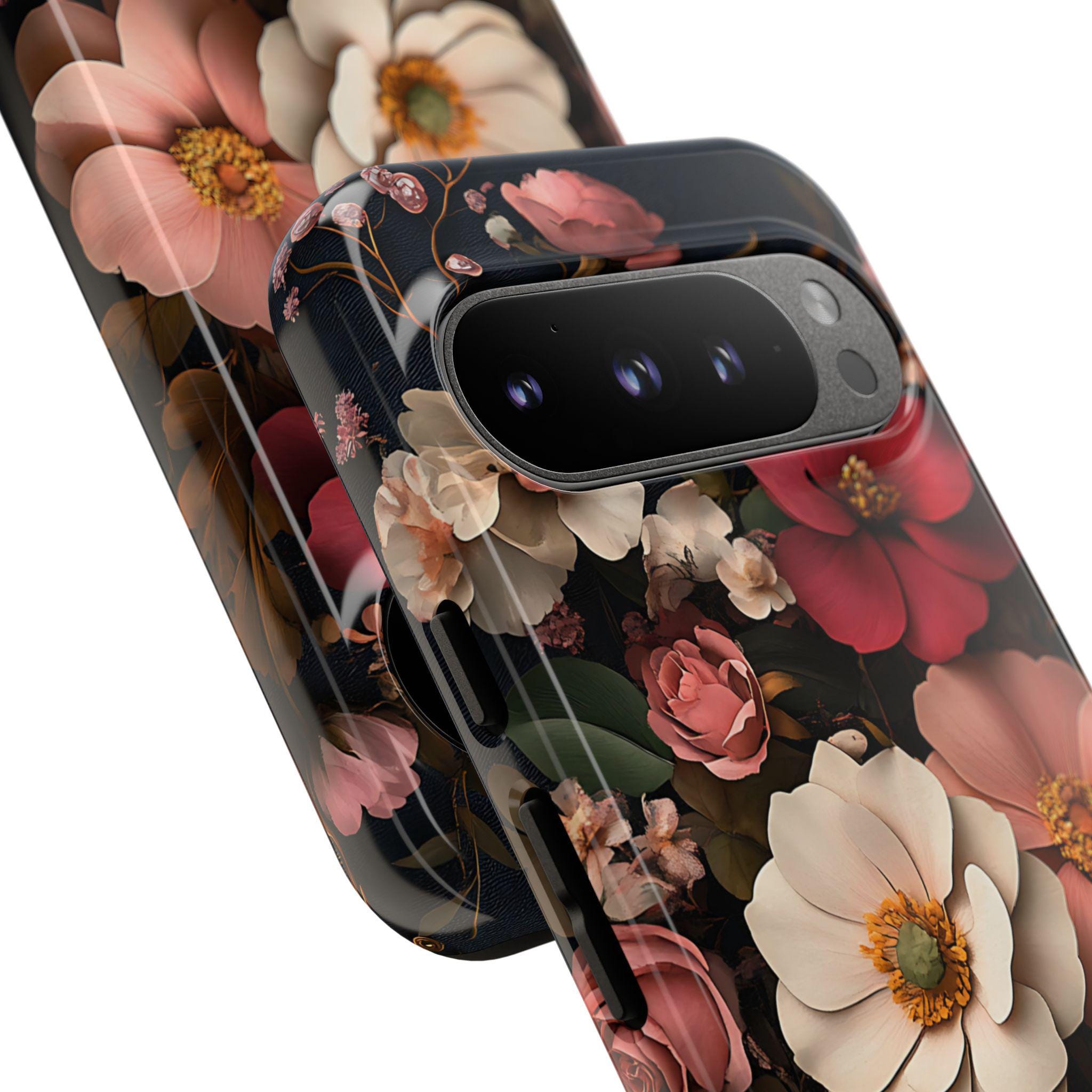 Victorian Floral Phone Case, Dark Gothic Flowers, iPhone Galaxy Pixel