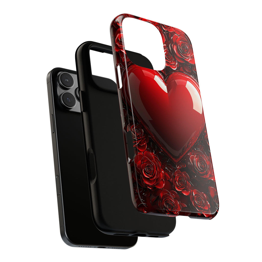 Vibrant Red Roses Heart Phone Case iPhone Samsung, Pixel Case, Valentine's Day