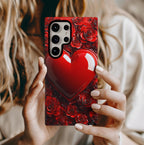 Vibrant Red Roses Heart Phone Case iPhone Samsung, Pixel Case, Valentine's Day