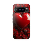Vibrant Red Roses Heart Phone Case iPhone Samsung, Pixel Case, Valentine's Day