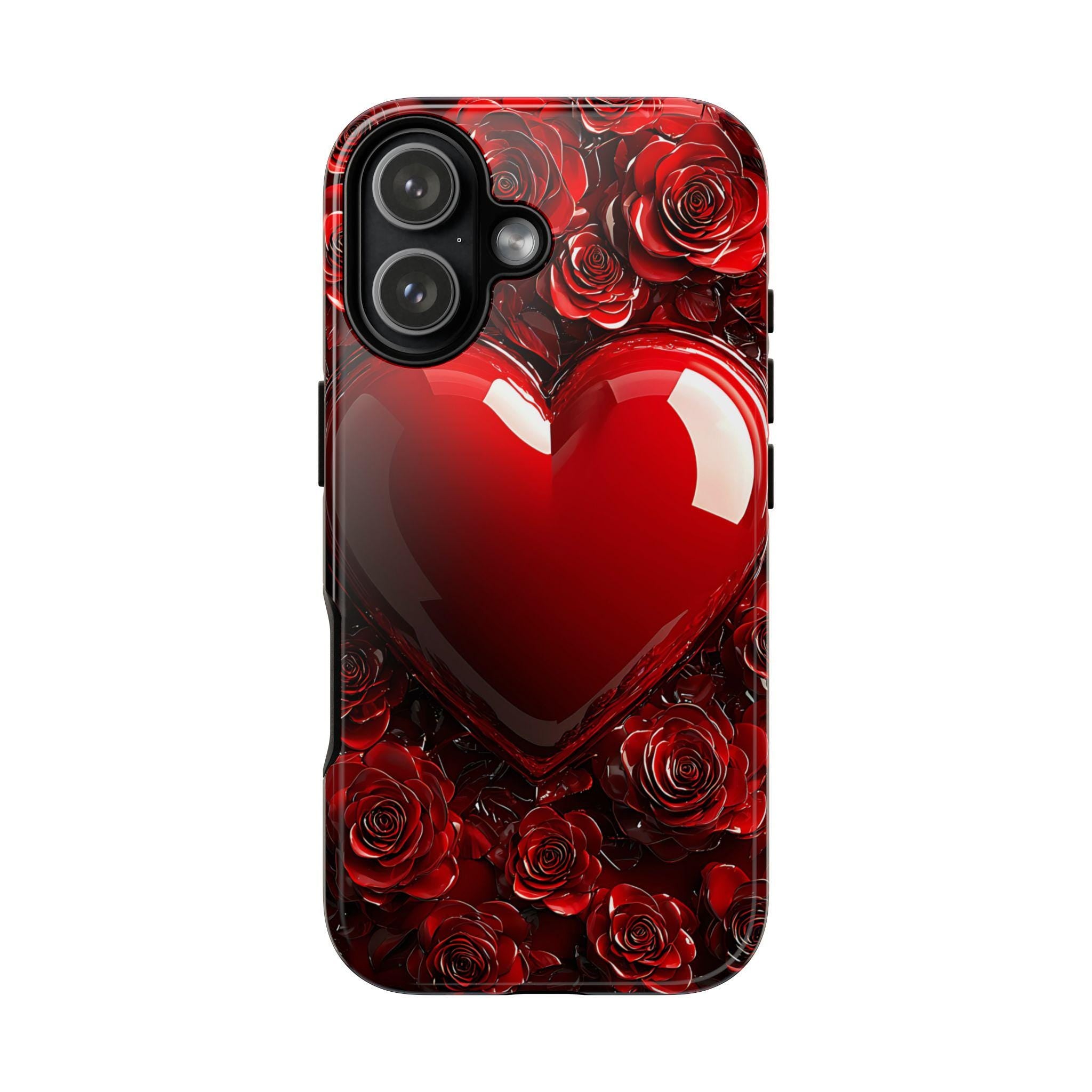 Vibrant Red Roses Heart Phone Case iPhone Samsung, Pixel Case, Valentine's Day