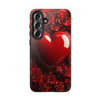 Vibrant Red Roses Heart Phone Case iPhone Samsung, Pixel Case, Valentine's Day