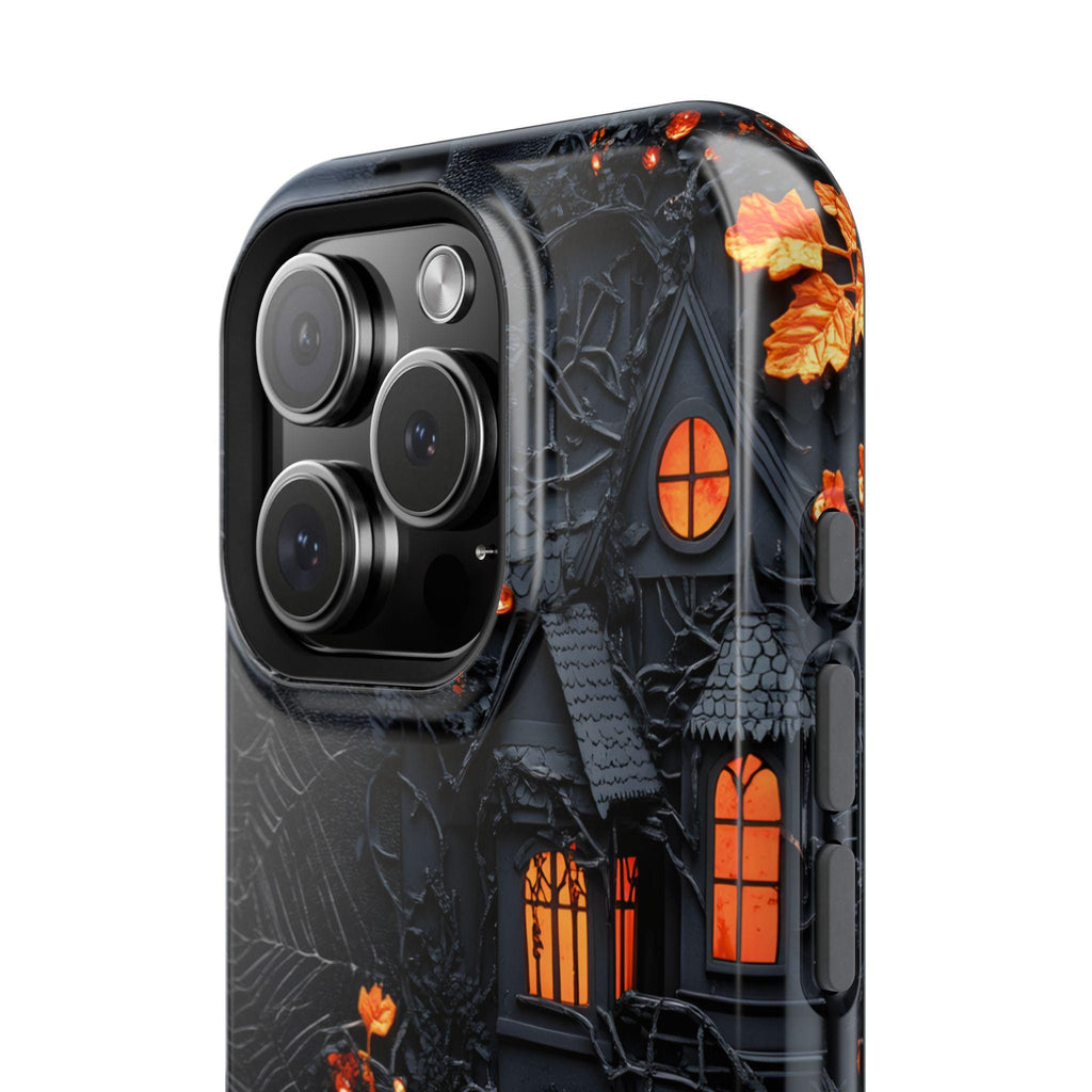 Gothic Haunted Mansion MagSafe Phone Case, Spooky Halloween Design, Horror iPhone Cover, Flat Print