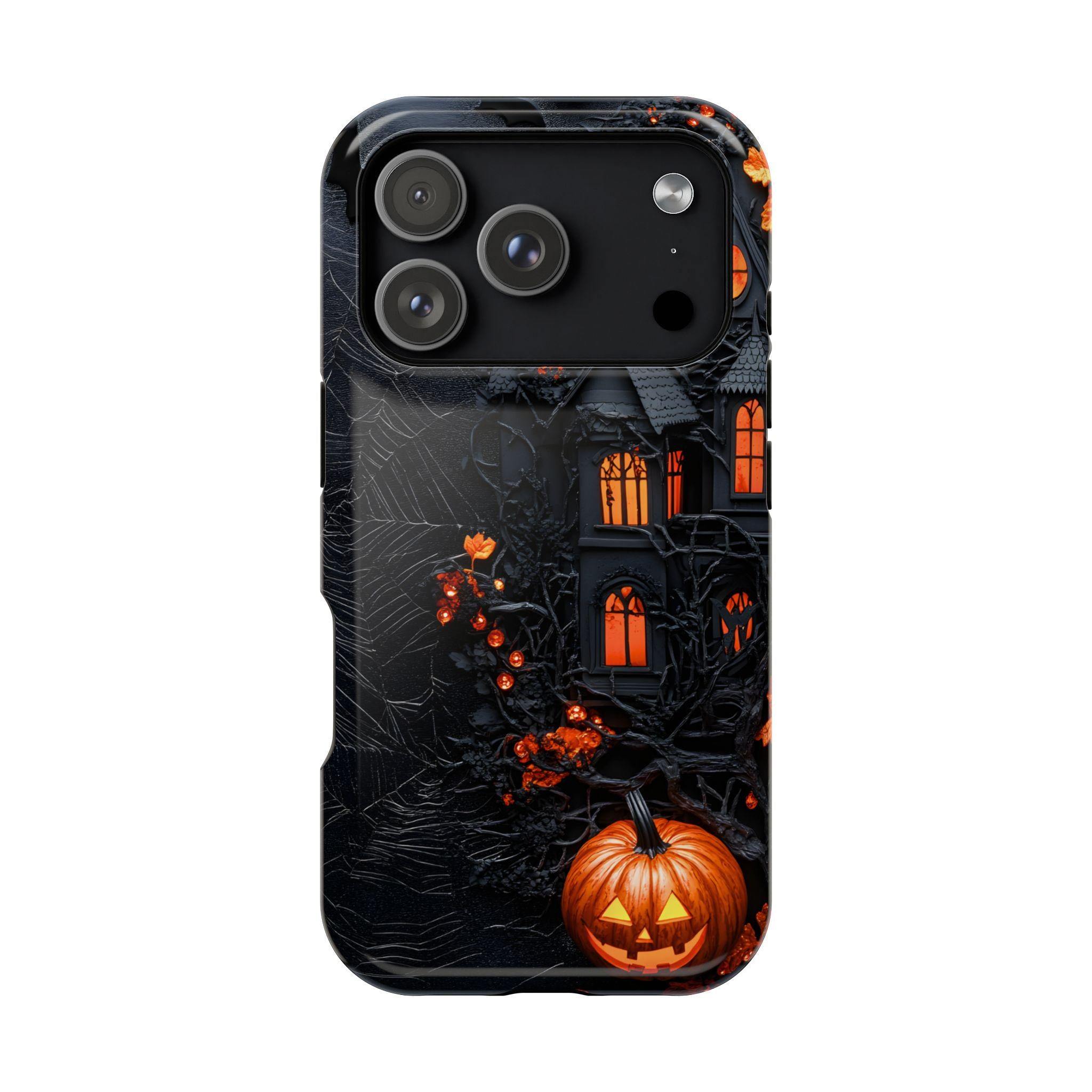 Gothic Haunted Mansion MagSafe Phone Case, Spooky Halloween Design, Horror iPhone Cover, Flat Print