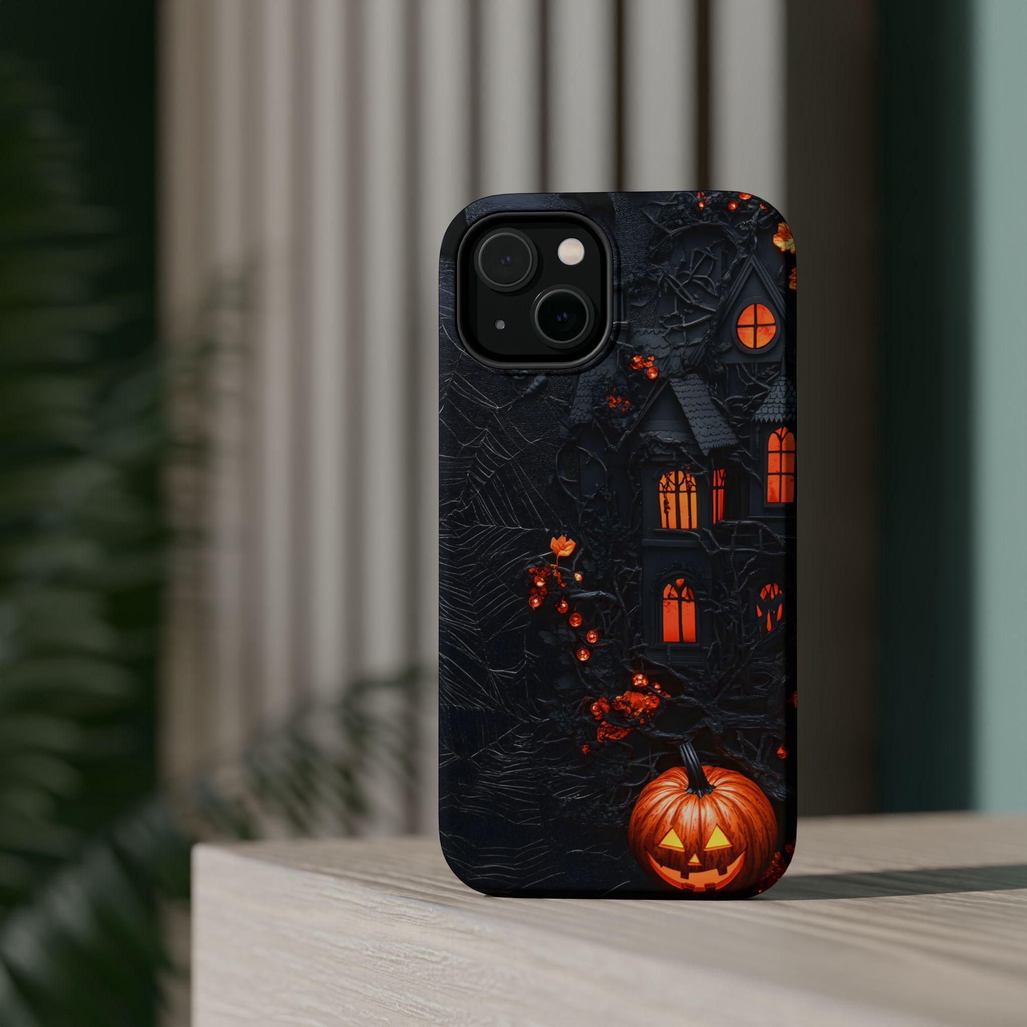 Gothic Haunted Mansion MagSafe Phone Case, Spooky Halloween Design, Horror iPhone Cover, Flat Print