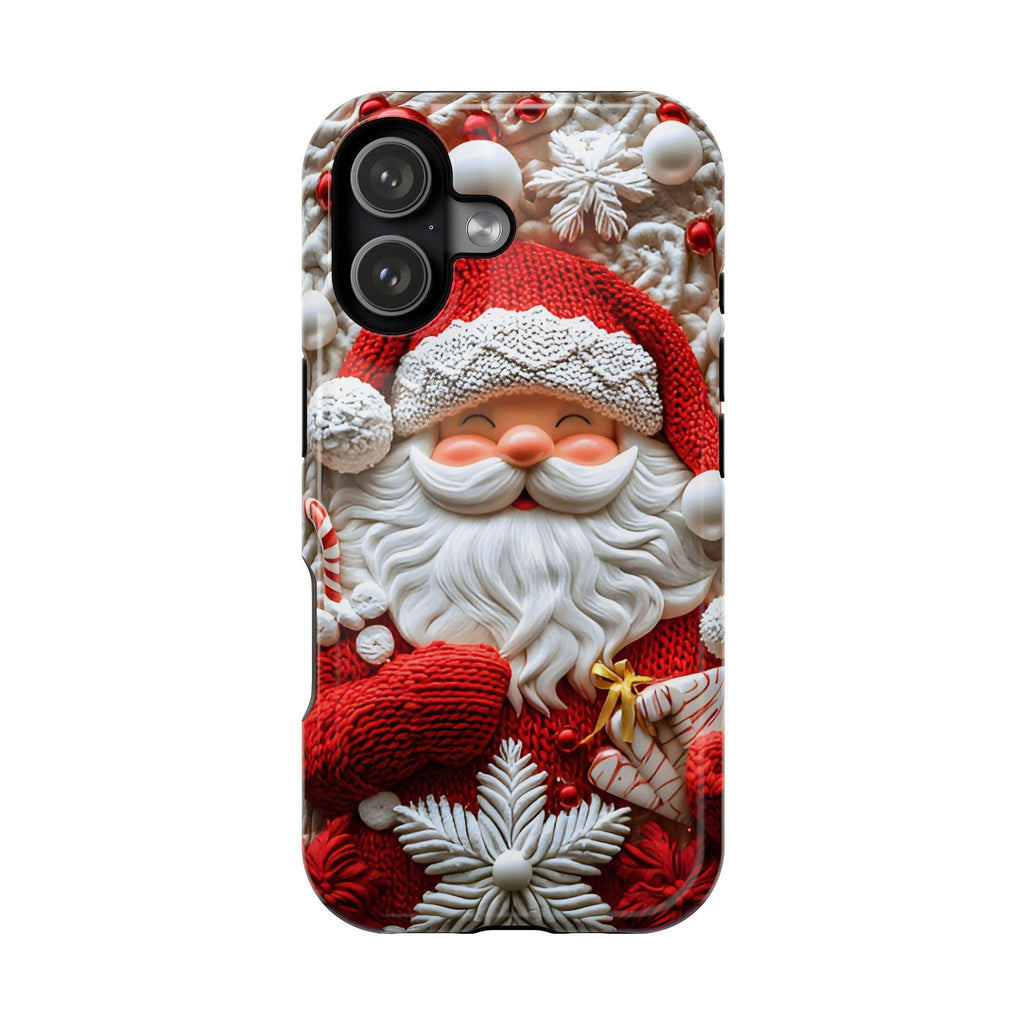Christmas Santa Claus MagSafe Phone Case, Red White Holiday iPhone Cover, Retro Winter Festive