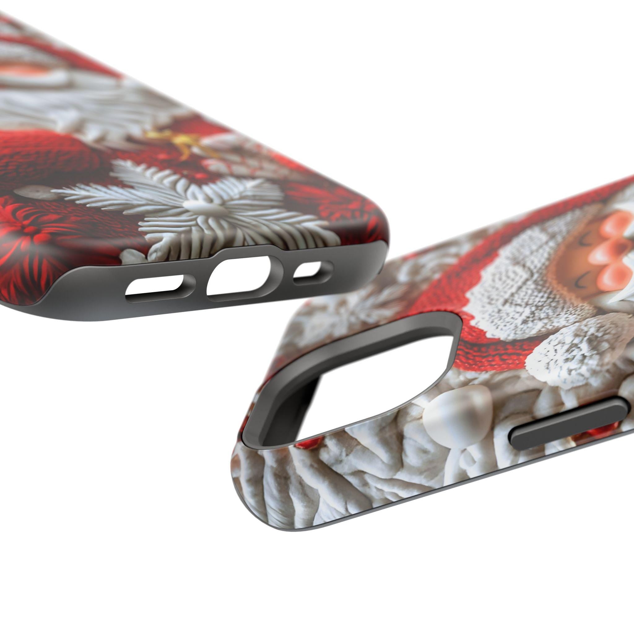 Christmas Santa Claus MagSafe Phone Case, Red White Holiday iPhone Cover, Retro Winter Festive