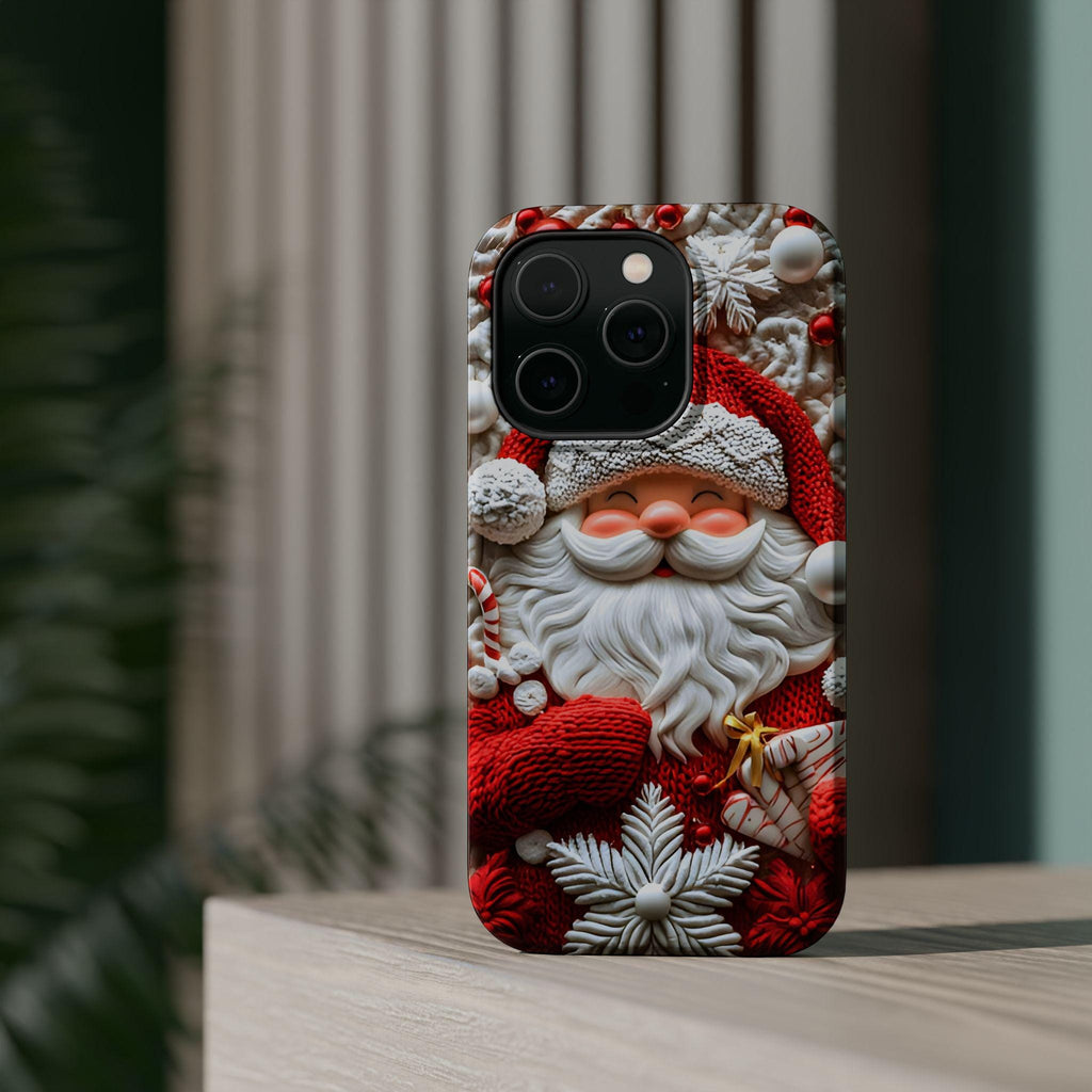 Christmas Santa Claus MagSafe Phone Case, Red White Holiday iPhone Cover, Retro Winter Festive