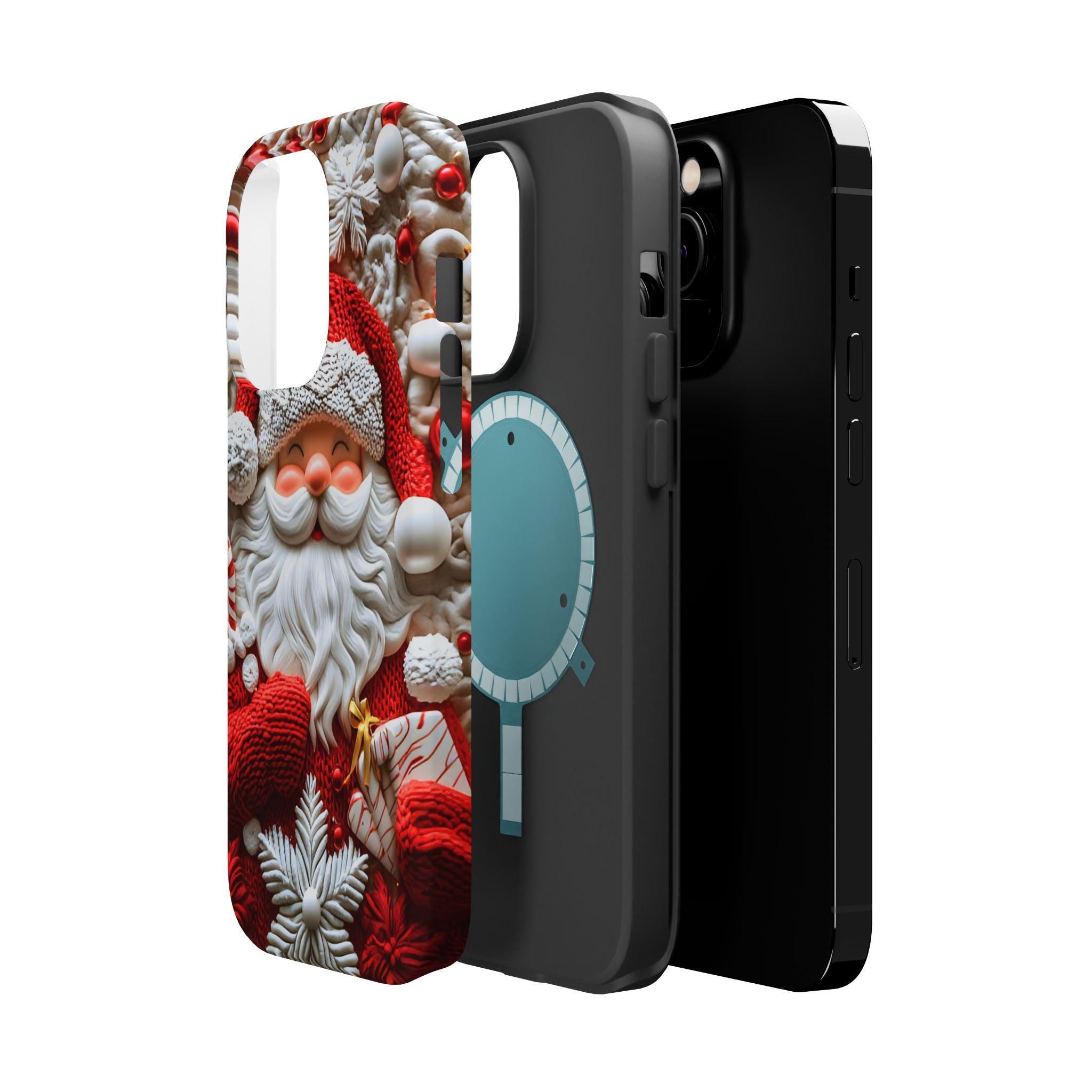 Christmas Santa Claus MagSafe Phone Case, Red White Holiday iPhone Cover, Retro Winter Festive