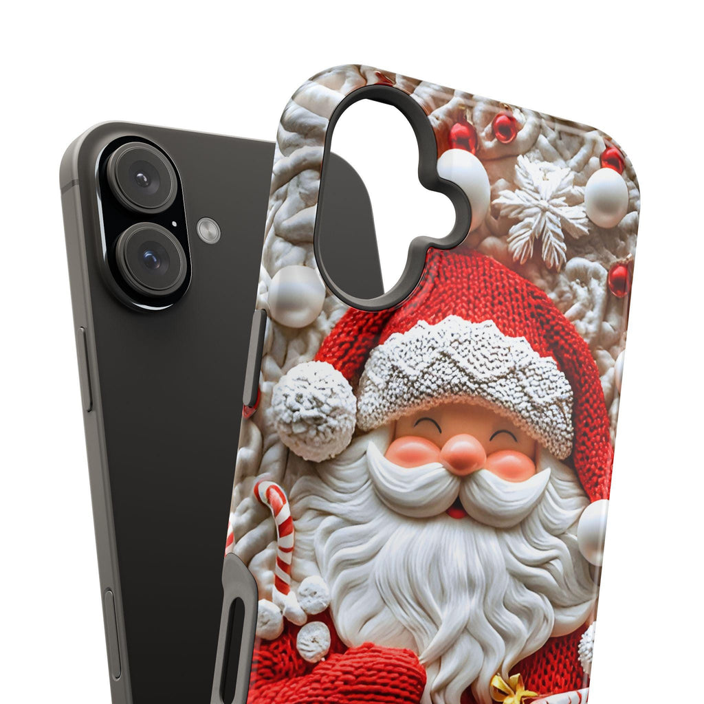 Christmas Santa Claus MagSafe Phone Case, Red White Holiday iPhone Cover, Retro Winter Festive