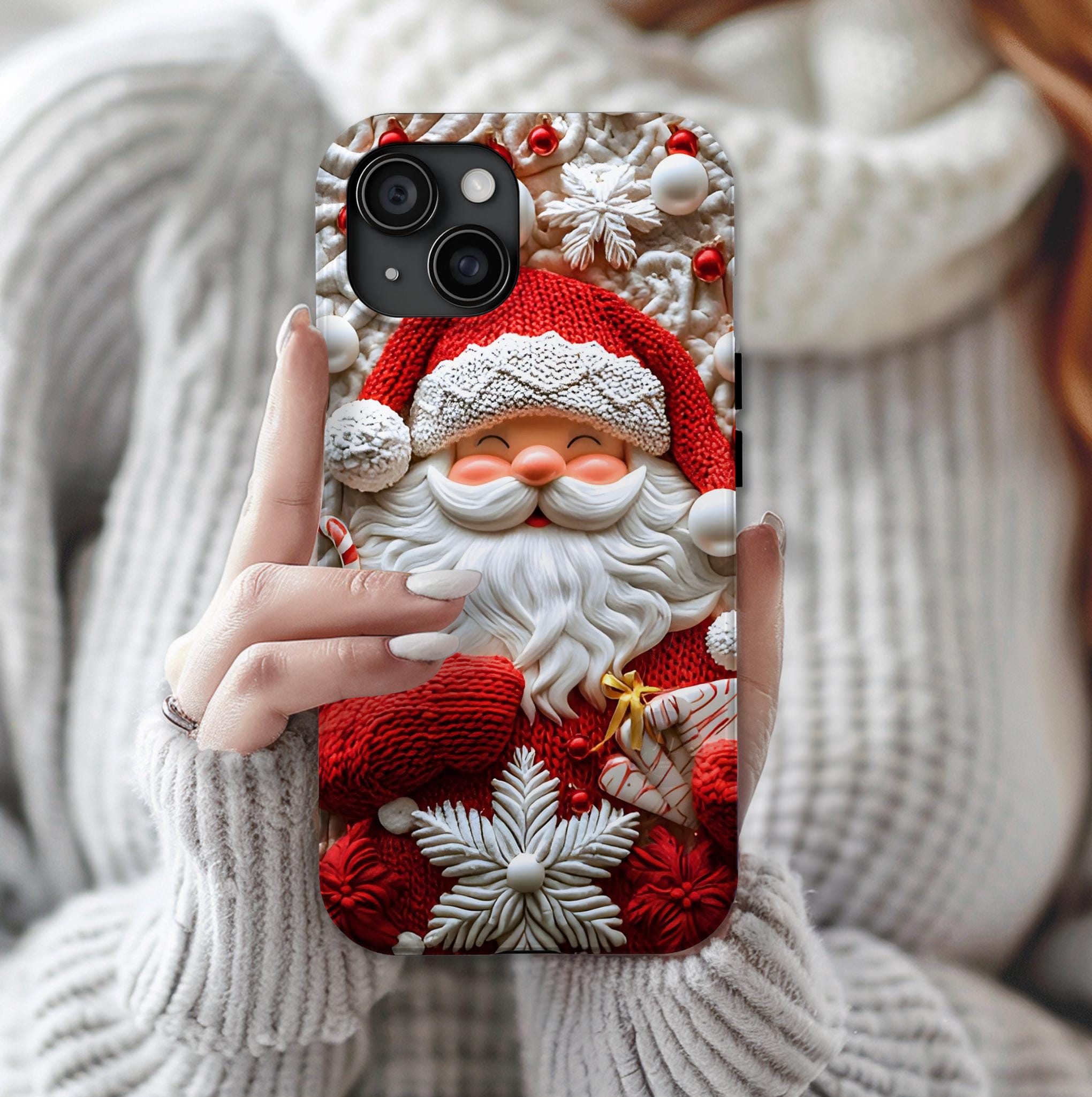 Christmas Santa Claus MagSafe Phone Case, Red White Holiday iPhone Cover, Retro Winter Festive