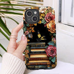 Boho Faux Stained Glass Bookish Phone Case, Bookshelf  Gift, Bookworm  iPhone Galaxy Pixel