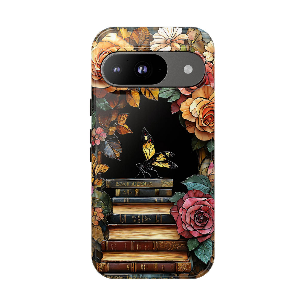 Boho Faux Stained Glass Bookish Phone Case, Bookshelf  Gift, Bookworm  iPhone Galaxy Pixel