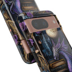 Purple Dragon Bookshelf Phone Case: Book Lover Gift iPhone Galaxy Pixel
