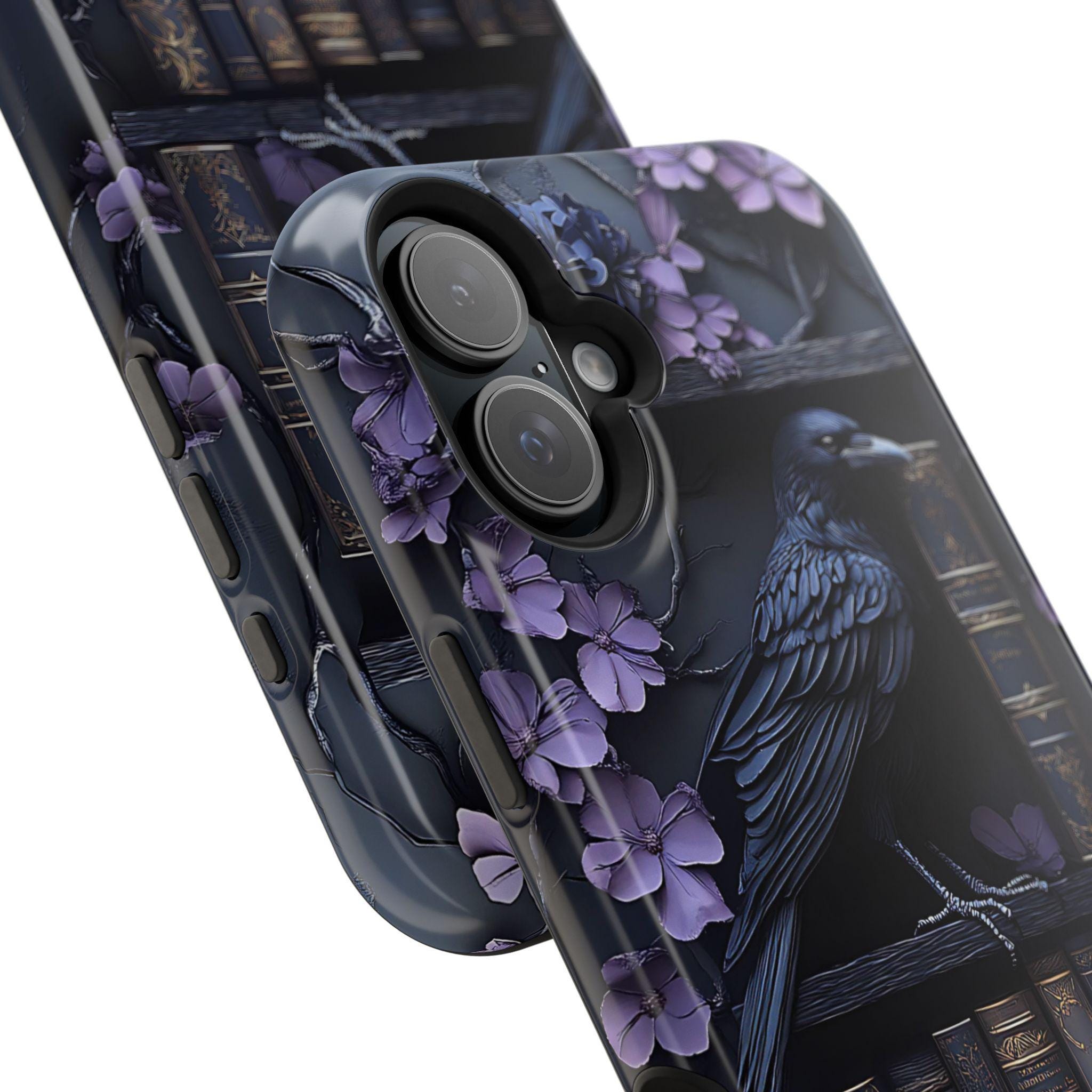 Gothic Raven Bookshelf iPhone MagSafe Case: Dark Academia Book Lover Gift  iPhone Galaxy Pixel